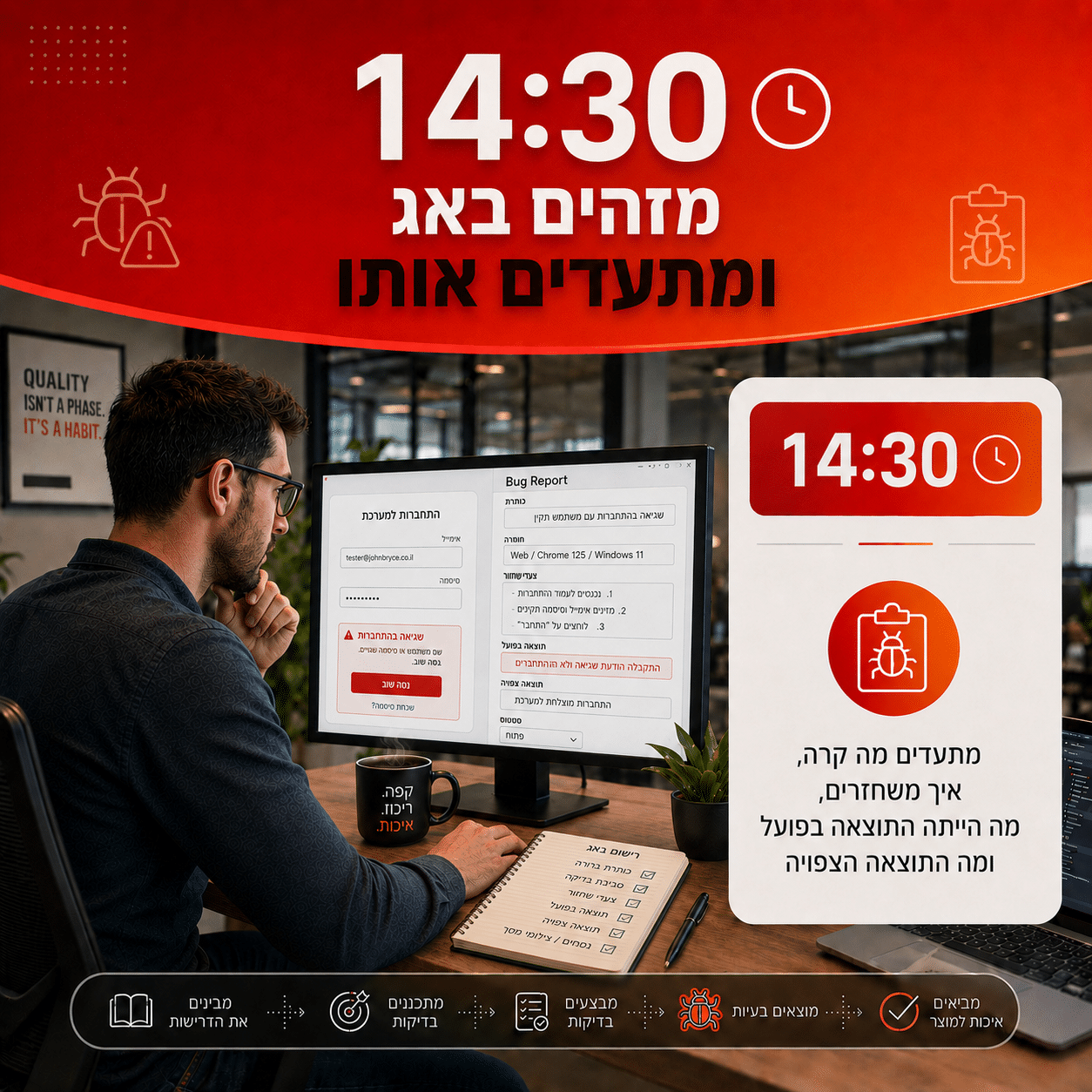 תיעוד באגים כחלק מתהליך בדיקות תוכנה מקצועי